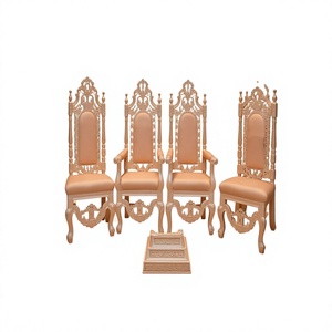 Set di Sedie in Legno Intagliato Argento per Mandap Matrimoniale Indiano, Sedie Reali per Cerimonie Nuziali Indù - Product Image 2