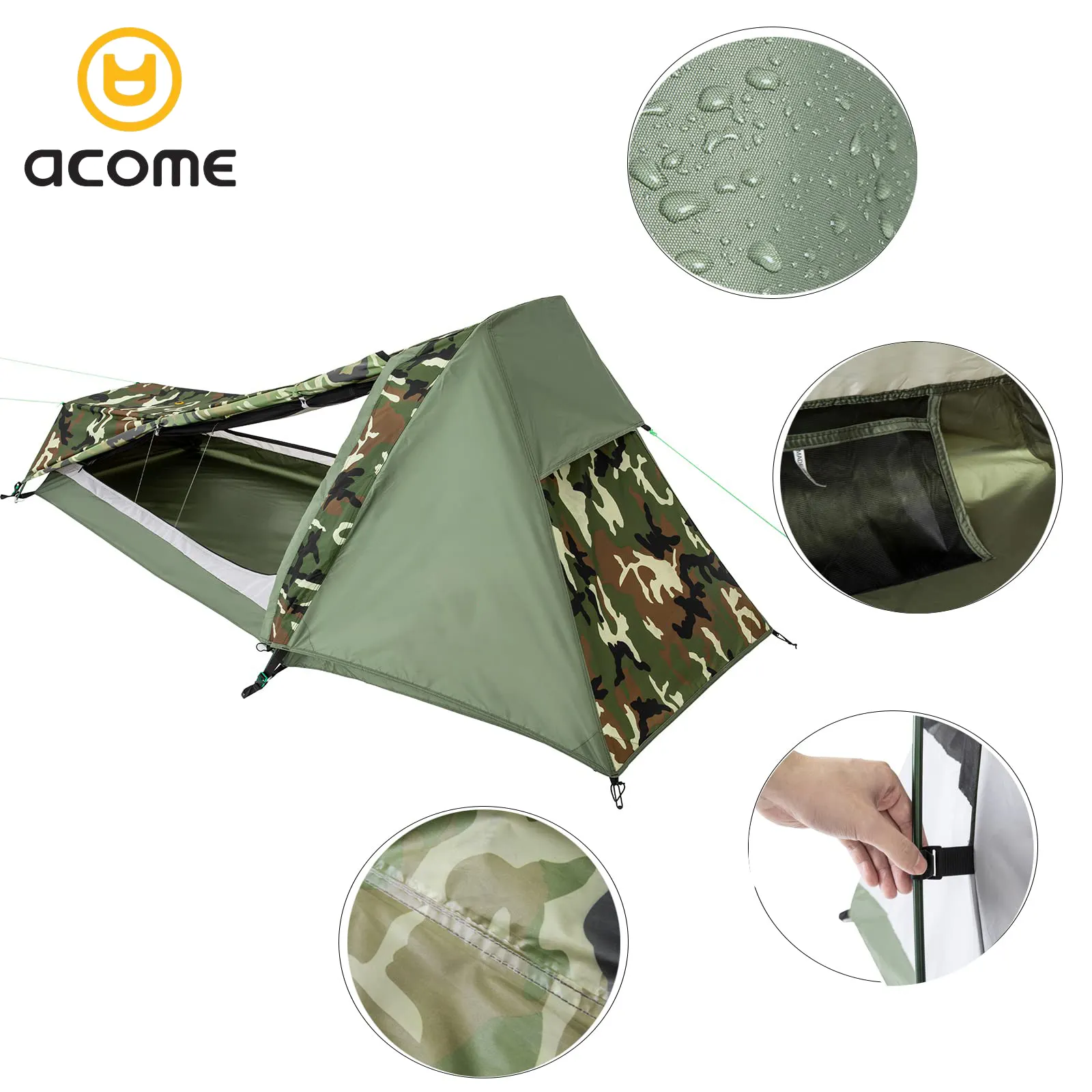 Acome Outdoor Camping Double 2 Person Canvas Swag Tent Waterproof Beach Tent Single Swag Tent