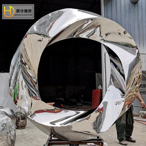 Escultura Irregular de Acero Inoxidable con Acabado de Espejo, para Montaje en Suelo Exterior, Arte Decorativo Geométrico Abstracto - Product Image 2