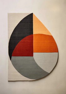 พรมปูพื้นแบบนามธรรมขนสัตว์สีเบจสีเทาขนาด8*10ฟุตทันสมัยมีเอกลักษณ์ตกแต่งด้วยมือด้วยขนนุ่มรูปทรงแปลกๆบ้านสำนักงานห้องนั่งเล่น - Product Image 3