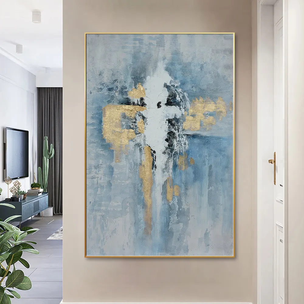 Hot Sale Large Size Wall Pictures Wall Art Living Hand Painted Canvas Gold Foil Abstract Artwork Oil Painting Landscape Wall Art