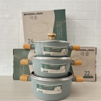 Promotion : Marmite de cuisson en fonte d'aluminium, antiadhésive double face effet pierre, pour cuisinière à induction et cuisinière à gaz, idéale pour ragoûts et soupes, usage domestique