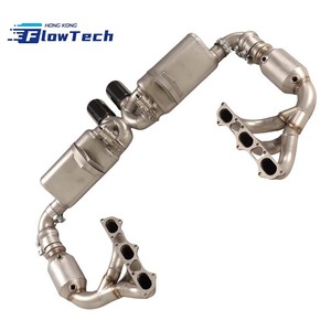 Système d'échappement complet SS304 avec collecteurs catalysés et silencieux arrière à soupapes pour Porsche 991.1/991.2 GT3 3.8L/4.0L – Finition sablée - Product Image 1