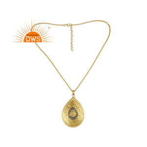 Conjunto de circón blanco Collar llamativo de diseñador de plata de ley chapado en oro amarillo Proveedor de joyas Colección clásica - Product Image 1