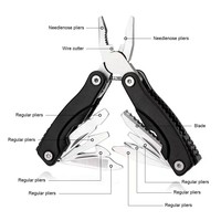 Équipement EDC 11-en-1, multi-outils portable d'urgence en acier inoxydable, pince pliante, survie, camping, randonnée, pêche, tactique