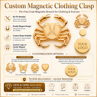 Broche magnétique en forme de crabe, clip pour vêtements sans perforation, accessoire de mode, pour usage quotidien, fêtes, mariages, cadeau personnalisé avec logo, unisexe