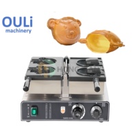 Machine à gaufres électriques commerciales Taiyaki en forme d'ours à bouche ouverte pour la vente chaude