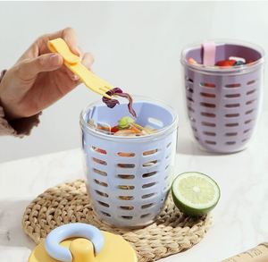 Portable PP Fruit Salad Cup Lid Built-in Fork Leakproof <b>Breakfast</b> Oatmeal Yogurt <b>Container</b> for Office Takeaway Custom Color - Product Image 2