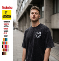 Kaos Polos Katun Berat 280g Custom Pattern Pria Streetwear Oversized Boxy Fit Vintage Wash Acid Wash Grosir