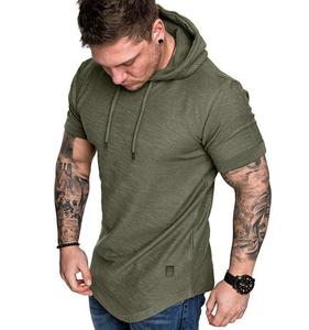 Nuova t-shirt Casual da <span class=keywords><strong>uomo</strong></span> a <span class=keywords><strong>maniche</strong></span> <span class=keywords><strong>corte</strong></span> da <span class=keywords><strong>uomo</strong></span> <span class=keywords><strong>felpa</strong></span> con cappuccio sportiva a <span class=keywords><strong>maniche</strong></span> <span class=keywords><strong>corte</strong></span> da palestra - Product Image 4