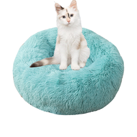 Hot Sale Soft Long Plüsch Flauschiges Haustier bett für Katze Wasch bare Kissen bezug Pet Donut Hunde betten