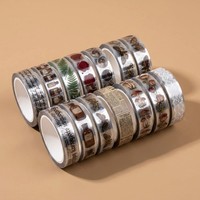 Ruban PET transparent brillant personnalisé avec impression numérique, motif vintage d'apothicaire médiéval et spécimen historique