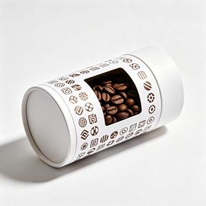 Boîte cylindrique en papier recyclable légère avec fenêtre transparente, tube rond pour emballage de grains de café, pour présentation en supermarché - Product Image 2