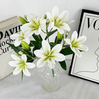 NINI Handgefertigte Künstliche Blumen im Klassischen Stil 8-Köpfiger Lilienstrauß 40cm Filmbeschichteter Realistischer Strauß für Abschlussfeier Weihnachten