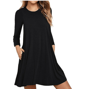 Nuova moda da <span class=keywords><strong>donna</strong></span> con tasche a collo lungo abiti da <span class=keywords><strong>donna</strong></span> <span class=keywords><strong>vestiti</strong></span> da <span class=keywords><strong>donna</strong></span> tinta unita Casual semplice abito Casual Casual a-line - Product Image 5