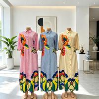 Neue Großhandels-Muslimische Robe für den Nahen Osten Modisches Lässiges Langarm-Kleid mit V-Ausschnitt