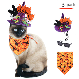 Conjunto de Pañuelo, Sombrero y Gafas para Perro o Gato de Halloween, Tela Ecológica, Disfraz de Calabaza para Mascotas de Verano e Invierno - Product Image 4