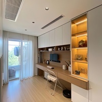 Ensemble de meubles de chambre à coucher modernes de luxe léger en bois massif personnalisé pour villa et appartement