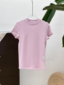 เสื้อยืดคอกลมทรงเข้ารูปสำหรับผู้หญิง ผ้าโมดอล/คอตตอน ระบายอากาศได้ดี ใส่สบายช่วงฤดูร้อน ยืดหยุ่นสูง ไหล่ตรง ทรงเข้ารูปด้านหลัง - Product Image 5