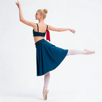 Ensemble de performance de ballet deux pièces vert sarcelle foncé avec broderie dorée, haut et jupe séparés, tenue de danse de scène La Corsaire pour adolescentes et femmes