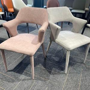 Dining Chair Velvet Pink And Gray <b>Backrest</b> Modern Nordic Style Home Office Use - Product Image 1