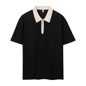 Polo à manches courtes, couleur unie, bordure contrastée, polyester, usage quotidien - Product Image 1