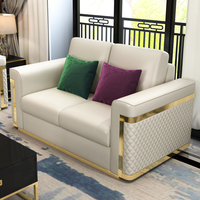 Canapé en cuir PU avec tabouret, bon prix, meuble en métal