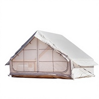 Carpa de Camping Ligera de Oxford 300D, 6.3 m², con Puerta Única y Claraboya, Columna de Aire de PVC, Color Caqui, Bomba Manual, Venta al por Mayor OEM