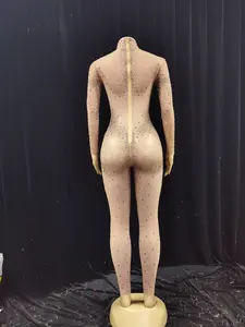 <span class=keywords><strong>Combinaison</strong></span> de soirée décontractée de luxe pour femmes, moulante, skinny, scintillante, ornée de strass, unie, robe de boîte de nuit d'été - Product Image 2