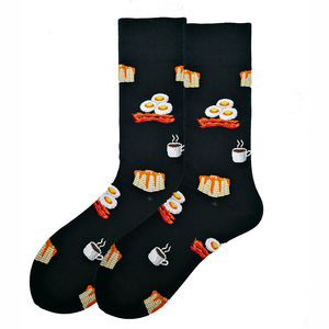 Chaussettes fantaisie originales et amusantes en coton pour le petit-<span class=keywords><strong>d</strong></span>éjeuner, le vin, les jus, les motos, les camions anciens, les vélos, avec motifs œuf, <span class=keywords><strong>pain</strong></span>, hot-dog, en coupe mi-haute - Product Image 6
