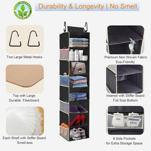 1 Pack Hanging <b>Shoe</b> Organizer 8 Shelf With Side Pockets For Closet <b>Storage</b> Behind Door Wall Mount Hook Type - Product Image 4