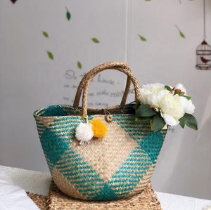 Custom Designed Eco-Friendly Seagrass Rattan <b>Hand</b> Woven <b>Bag</b> for Women <b>Black</b> Circle From Vietnam - Product Image 2