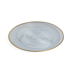 Plaque plate en verre transparent avec bord doré DIAM. 32CM - Product Image 1