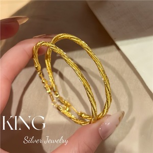 Bijoux en argent King Silver, bracelet élastique torsadé plaqué or en argent sterling S925, pour femmes, à porter tous les jours - Product Image 2