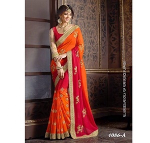 Sari de algodón para fiesta con blusa de diseñador, bordado indio de Bollywood, color turquesa, lavable a máquina, prenda étnica Evergreen - Product Image 5