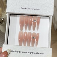 Laisense Faux ongles à presser réutilisables haut de gamme, transparents comme de la glace, effet Pure Desire, avec éclairage latéral, œil de chat et strass, forme longue cercueil/amande