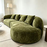Canapé moderne en forme de lune, style nordique, tissu chenille crème, canapé modulaire, pieds en bois, style minimaliste italien, salon