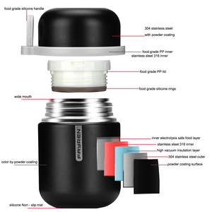 กระติกน้ำสแตนเลสสองชั้นขนาด300มล. 400มล. 500มล. ภาชนะใส่อาหารกลางวันมีฉนวนกันความร้อน12-24ชั่วโมง - Product Image 5