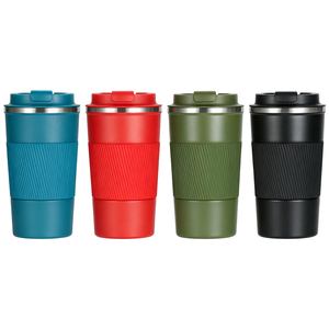 Thermos Ecologico da 380ml con Doppia Parete in Acciaio Inox, Tazza da Viaggio per Caffè con Custodia in Silicone, Borraccia Termica per Viaggi - Product Image 1