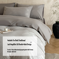 Ensemble de couette en jacquard gris de luxe, 4 pièces, 100% coton, style moderne minimaliste, texture 3D, ultra doux, respirant, style européen