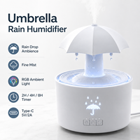 CL-AP-021 Diffuseur d'arômes moderne USB Type-C rechargeable 5V 2A avec lumière LED RGB multicolore et effet de pluie rotatif pour bureau