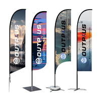 Drapeaux à franges personnalisés pour l'extérieur, polyester, bord de route, jardin, support de bannière personnalisé, bannière promotionnelle en forme de larme