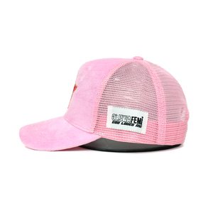 Thiết Kế Đặc Biệt Tạo Của Riêng Bạn Dệt Nhãn Màu Hồng Lưới Trở Lại Cap Thêu Logo Da Lộn Tùy Chỉnh Thêu <span class=keywords><strong>Trucker</strong></span> Mũ - Product Image 3