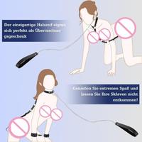 Ensemble collier et laisse réglables en cuir PU BANSEY, crochet anal en acier lisse, menottes pour le dos et les bras, accessoires érotiques pour couples, jouet de fantaisie