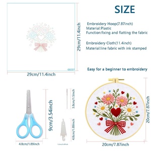 Kit de Punto de Cruz para Principiantes, Decoración del Hogar Hecha a Mano y Ecológica con Bordado de Flores, 20*20cm, Color Blanco - Product Image 3