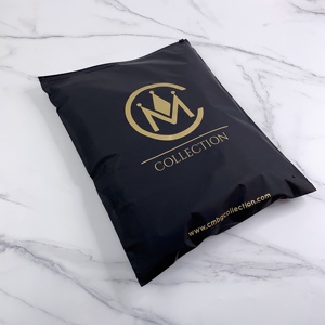 Custom Matte Black Zipper Bags with Gold Printing - Luxury Poly Packaging for Apparel & Branded Gifts - Product Image 2