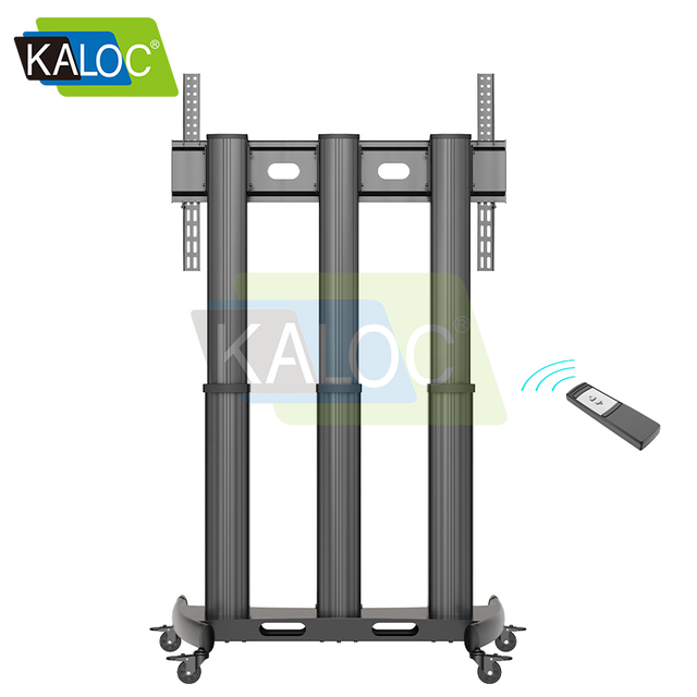 KALOC KLC-DT120 Electric Floor Stand Remote Control Motorized Tv Mount Car Height Adjustable Removable Tv Cart Stand Bracket