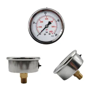 0-100 Mbar 4 "Anschluss 1/2" Manometer 6000 Psi Allgemeines Manometer