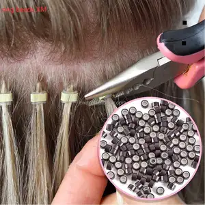 1000 Pic Silicon Micro Beads Hair Micro Rings Links Beads Human Hair Extensions Tools