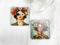 Sous-verres ronds en cuir PU personnalisables avec logo, style vintage de luxe, pour tasses à café et boissons